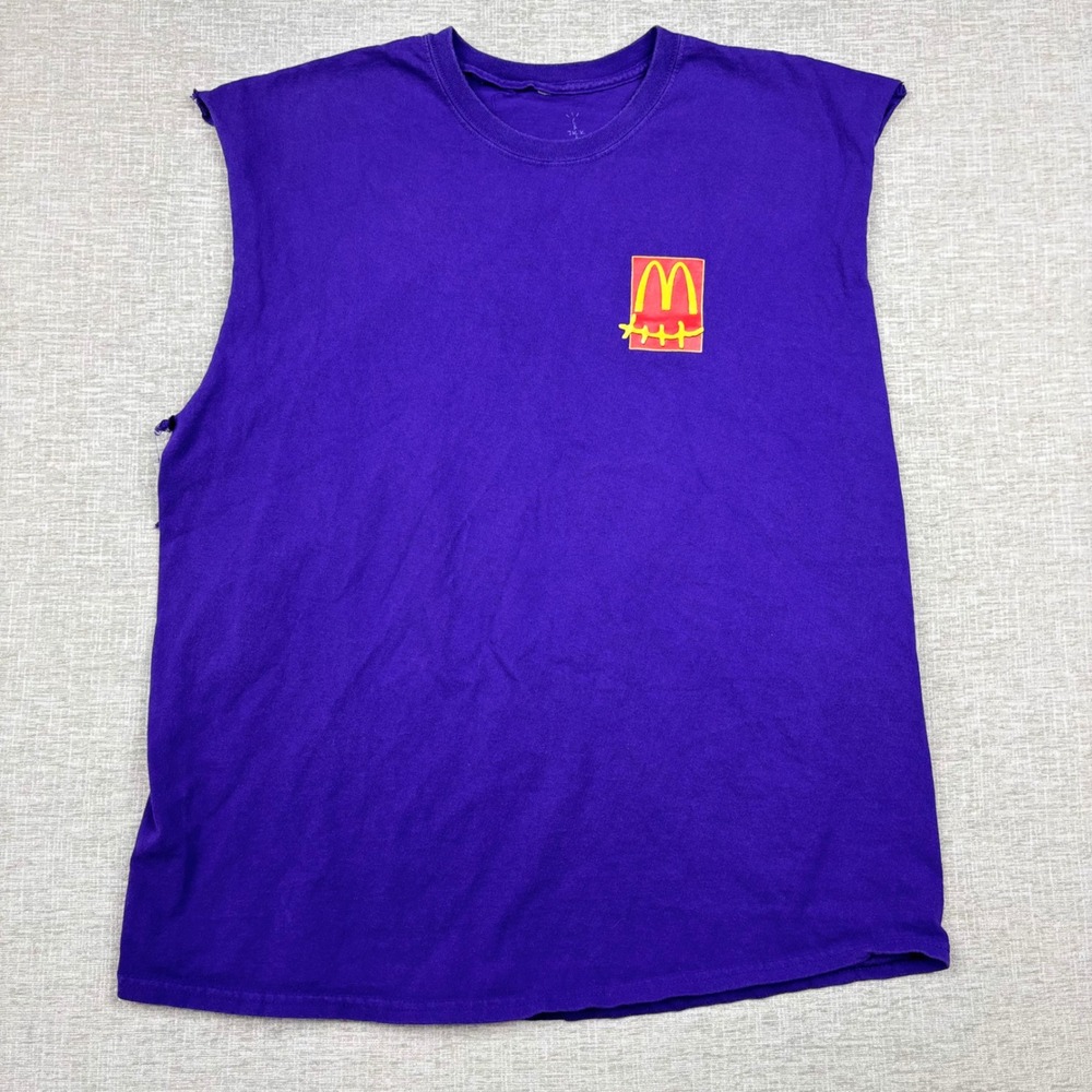 Travis Scott Cactus Jack Mens L McDonalds Action Figure Sleeveless Shirt Purple